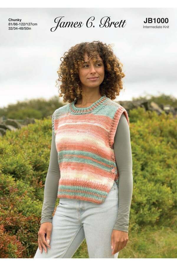 James C Brett 1000 Slipover in Aurora Chunky Leaflet