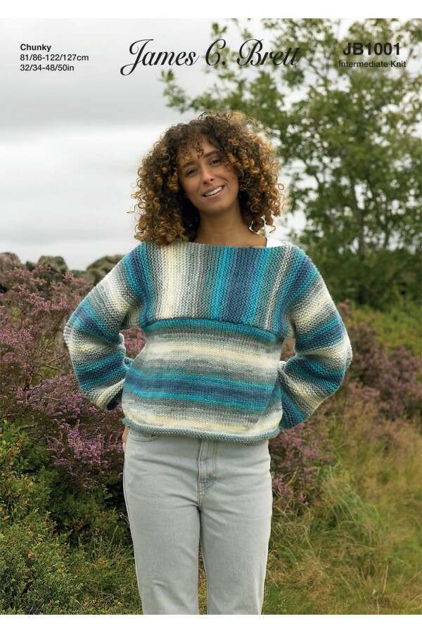 James C Brett 1001 Sweater in Aurora Chunky Leaflet