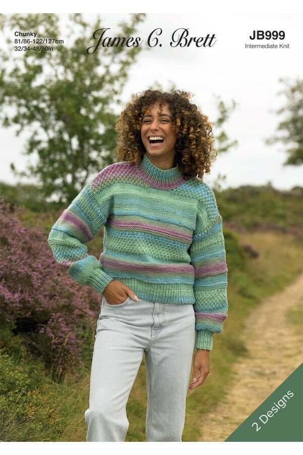 James C Brett 999 Sweaters in Aurora Chunky Leaflet