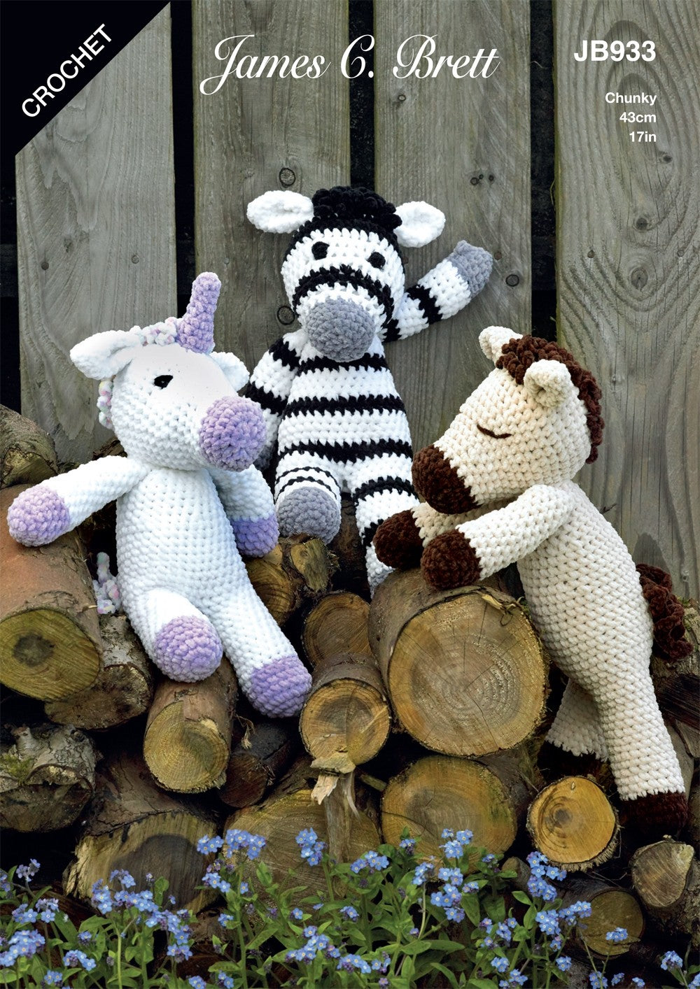 James C Brett 933 Horse, Unicorn and Zebra in Flutterby Chunky Leaflet