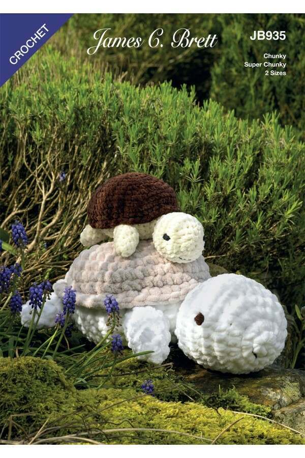 James C Brett JB935 Crochet Tortoise in Flutterby Chunky and Flutterby Huggable Leaflet