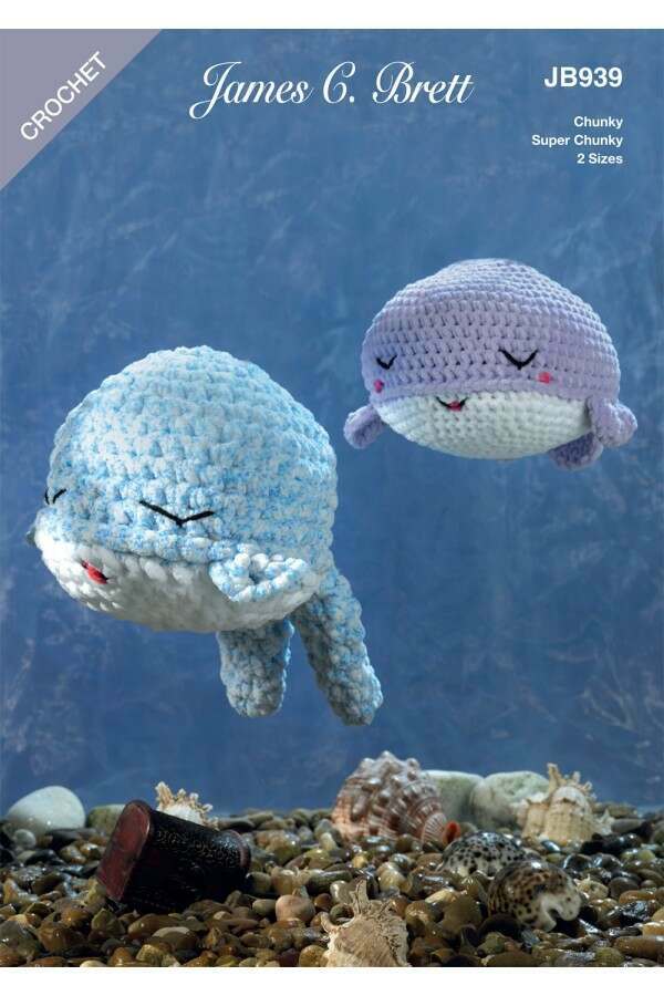 James C Brett JB939 Whales in Flutterby Chunky and Flutterby Huggable Leaflet