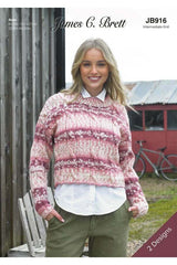 James C Brett JB916 Sweaters in Scandi Croftland Aran or Croftland Aran Leaflet