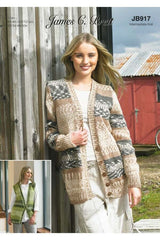 James C Brett 917 Cardigan and Waistcoat in Scandi Croftland Aran Leaflet