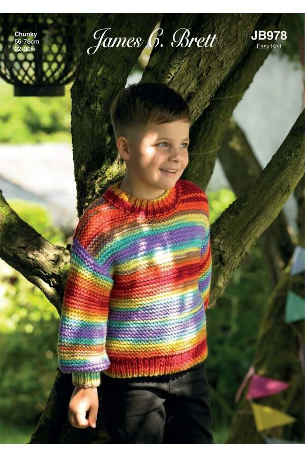 James C Brett 978 Sweater in Party Time Chunky Leaflet