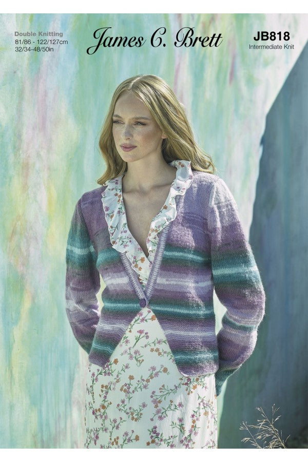 James C Brett 818 Cardigan in Shhh DK Leaflet