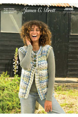 James C Brett JB996 Waistcoat in Undertones Super Chunky Leaflet