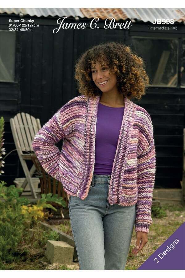 James C Brett JB998 Cardigans in Undertones Super Chunky Leaflet