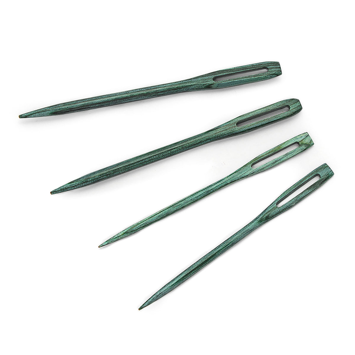 The Mindful Collection: Needles: Darning: Wooden: Teal: in Beech Wood Container: 4 Pieces