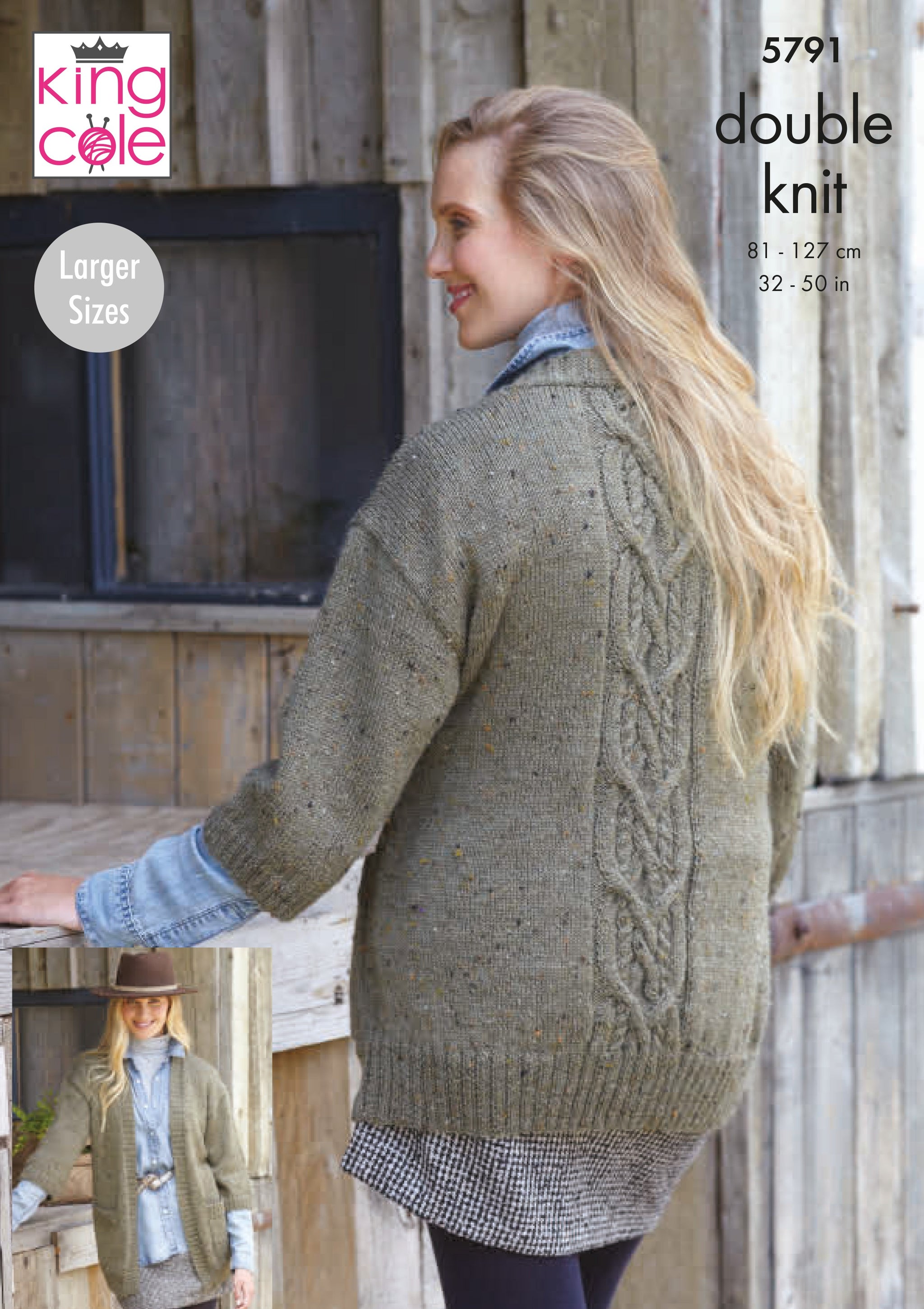 King Cole 5791 Ladies Cardigans in Homespun DK Pattern