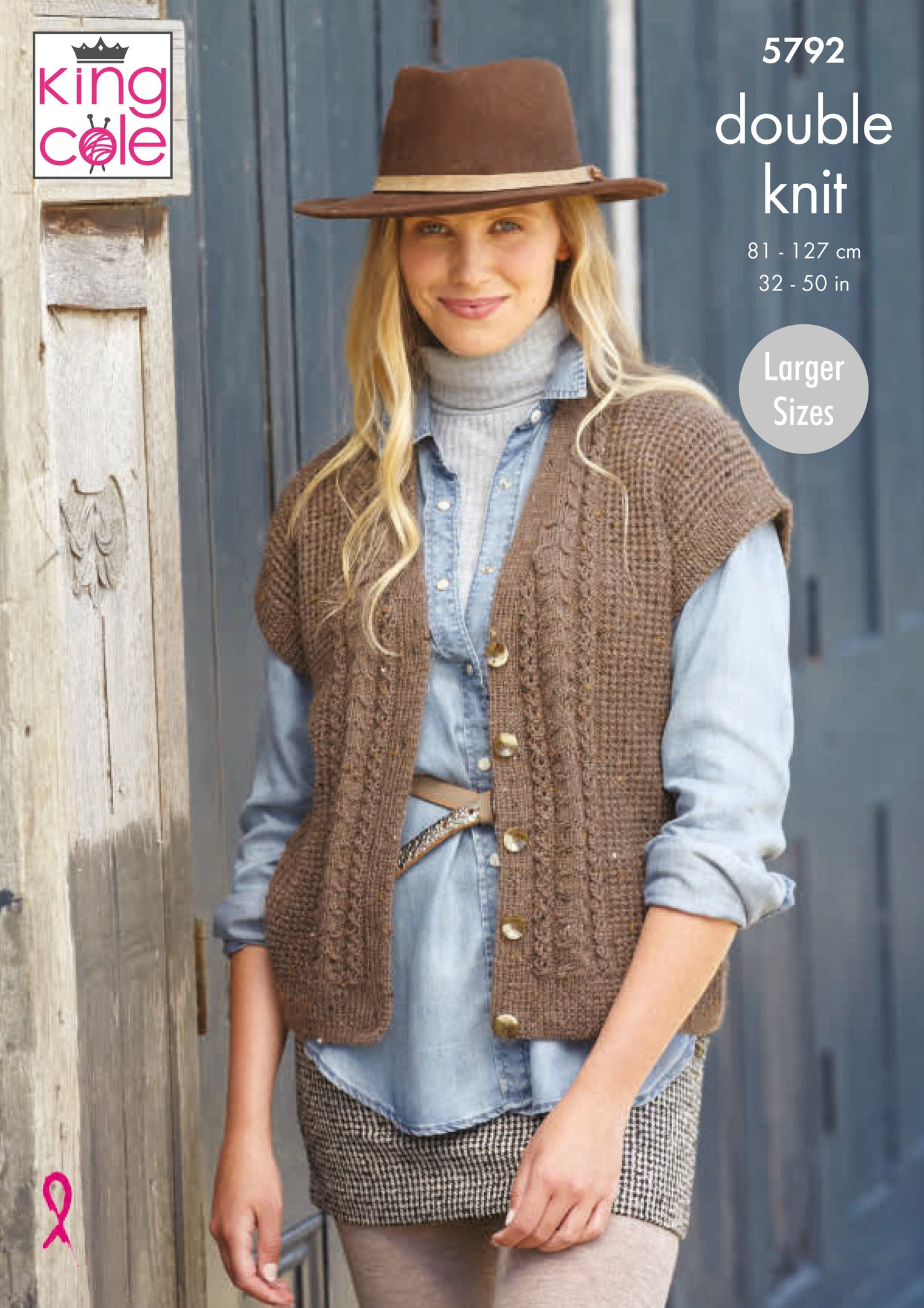 King Cole 5792 Ladies V Neck Cardigan and Waistcoat in Homespun DK Leaflet