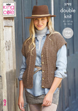 King Cole 5792 Ladies V Neck Cardigan and Waistcoat in Homespun DK Leaflet