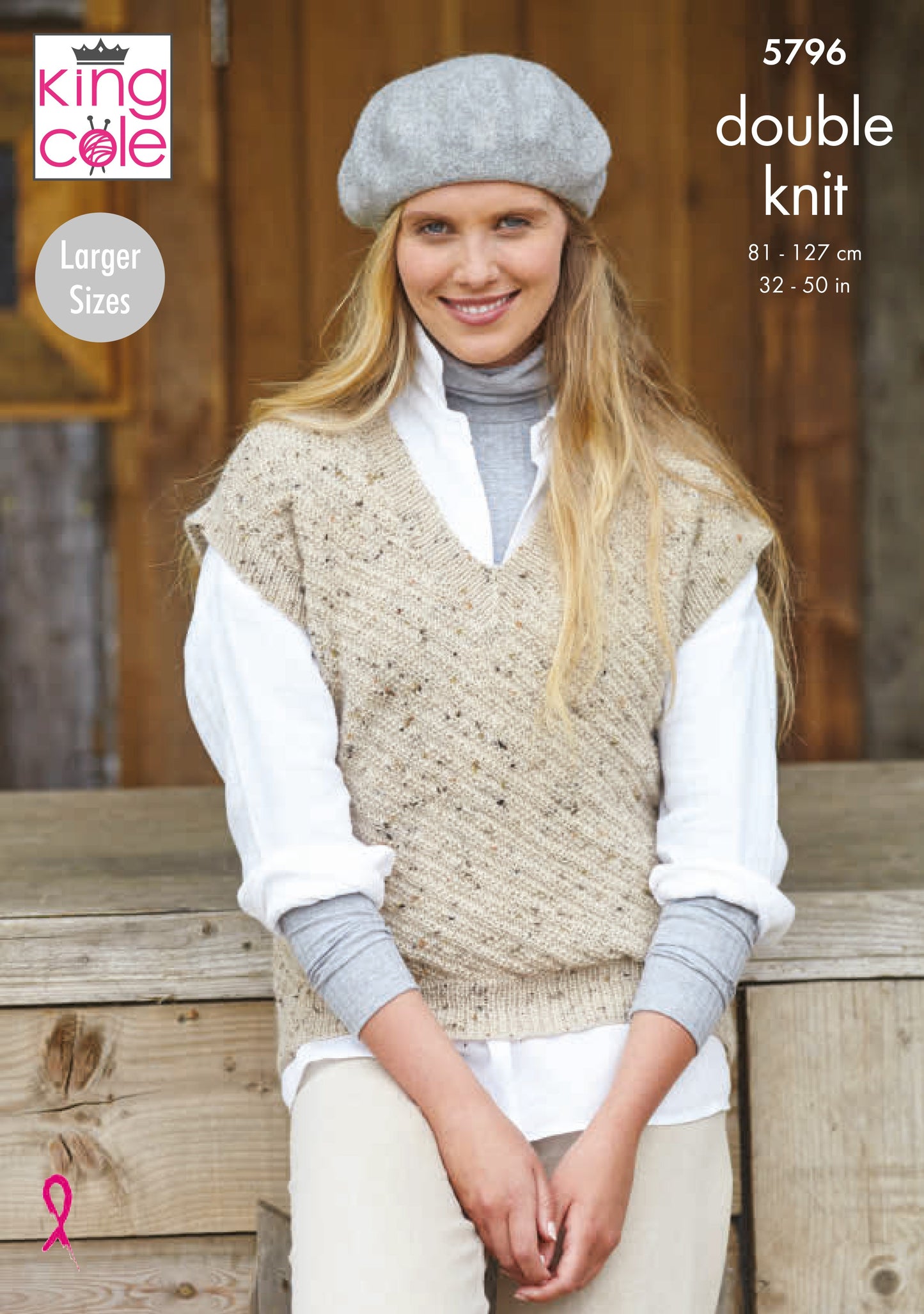 King Cole 5796 Ladies Round and V Neck Tanks in Homespun DK Leaflet