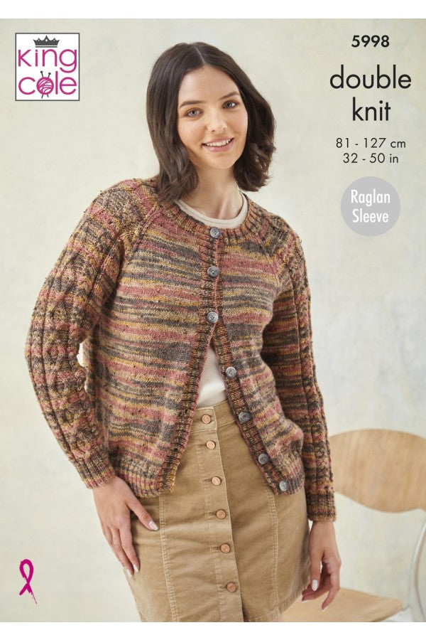 King Cole 5998 Sweater and Cardigan in Homespun Prism DK Leaflet