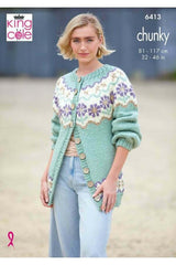 King Cole 6413 Sweater and Cardigan in Dalesway Chunky Leaflet