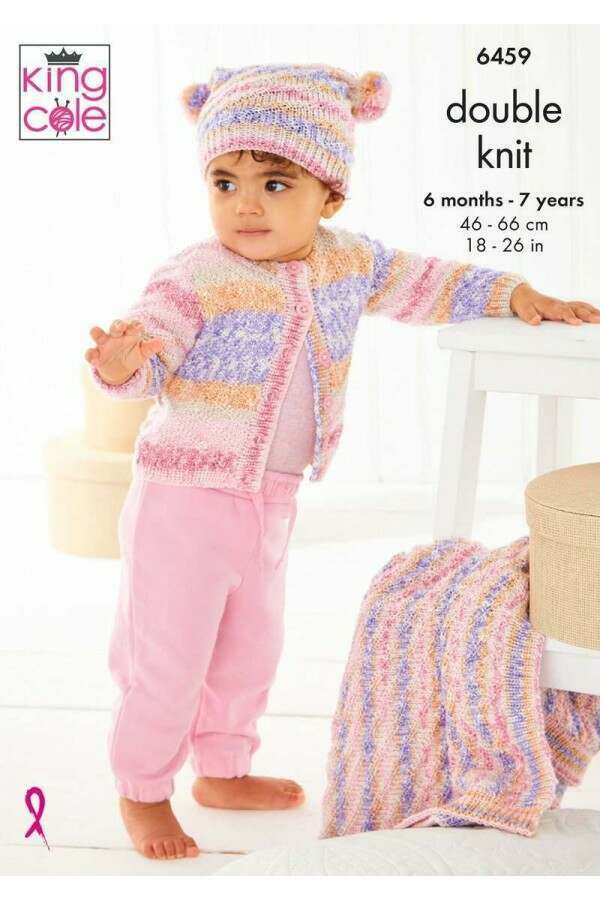 King Cole 6459 Jacket, Hat and Blanket in Fjord Baby DK Leaflet