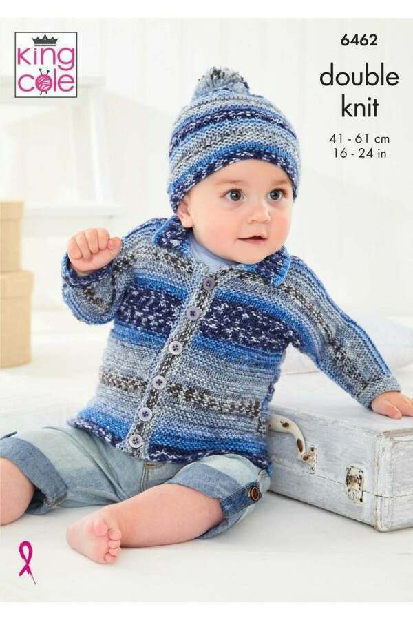 King Cole 6462 Cardigans and Hat in Fjord Baby DK leaflet