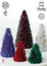 King Cole 9035 Christmas Trees and Baubles in Tinsel Chunky Leaflet