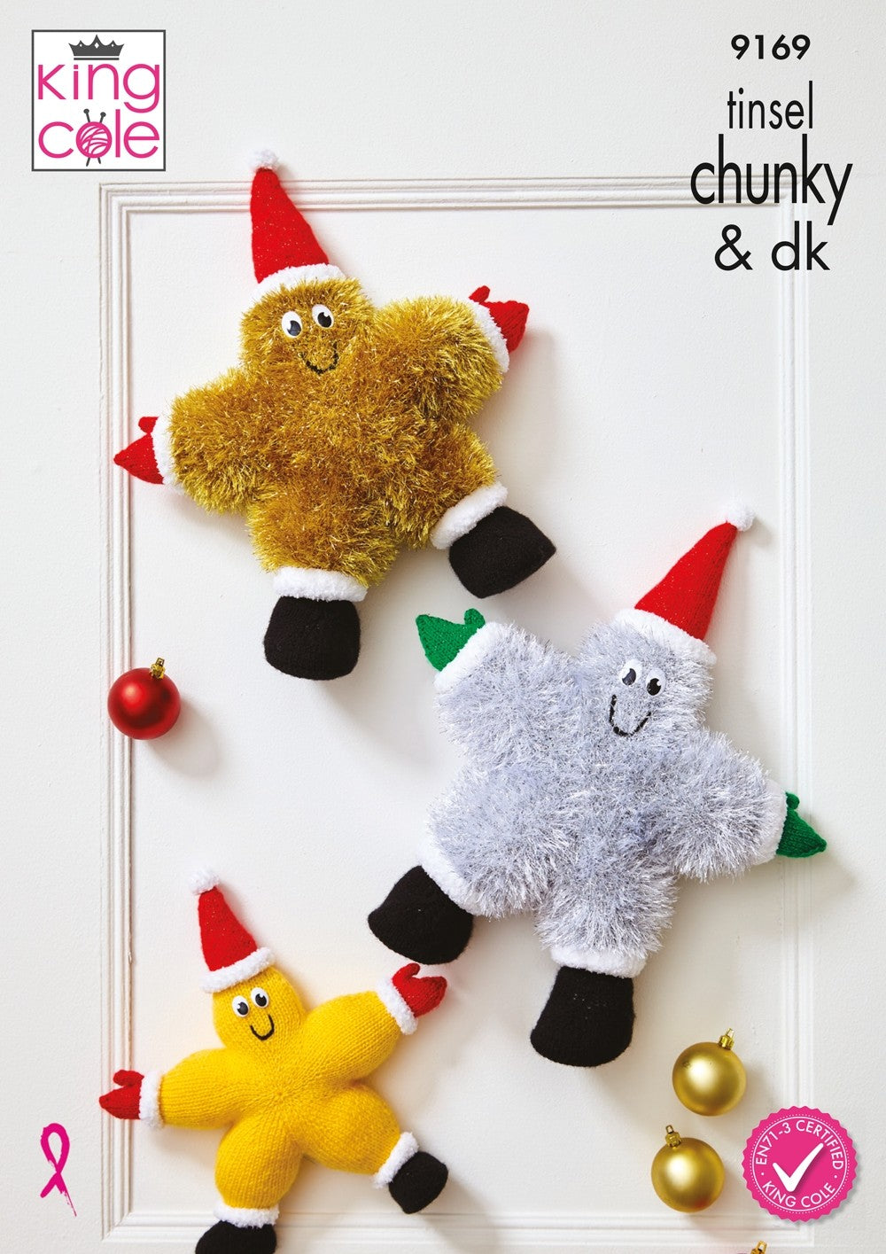 King Cole 9169 Stars in Big Value DK 50g, Glitz DK, Tinsel Chunky and Truffle Leaflet