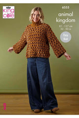 King Cole 6555 Tank Top and Sweater in Animal Kingdom and Big Value Chunky Leaflet