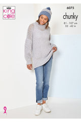 King Cole 6075 Sweater, Tank Top and Hat in Big Value Chunky Leaflet