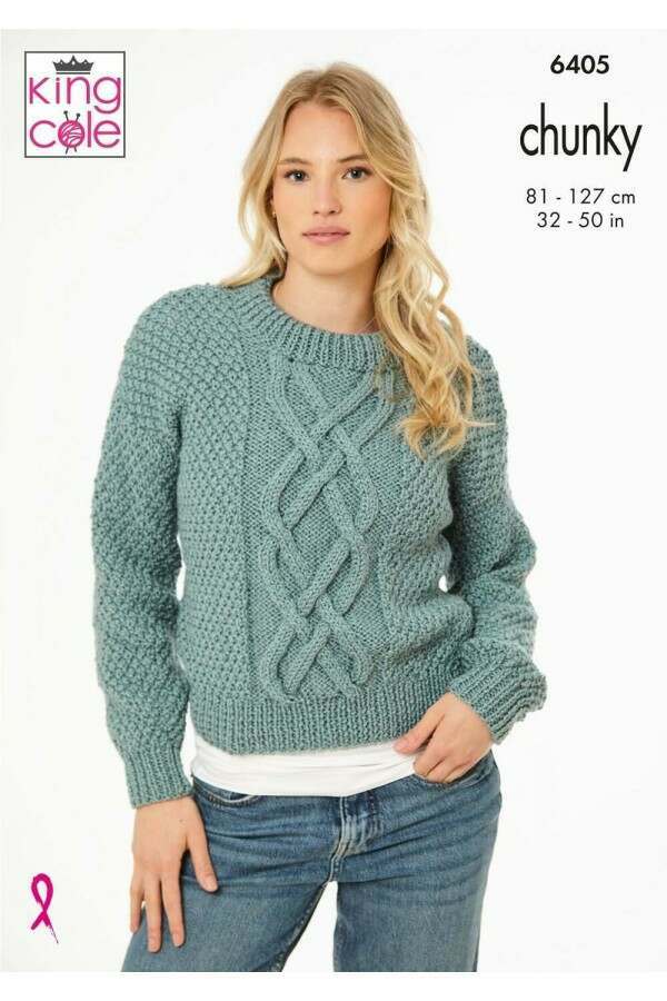 King Cole 6405 Sweater and Waistcoat in Big Value Chunky Leaflet