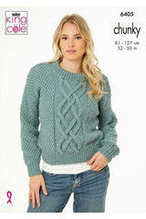 King Cole 6405 Sweater and Waistcoat in Big Value Chunky Leaflet