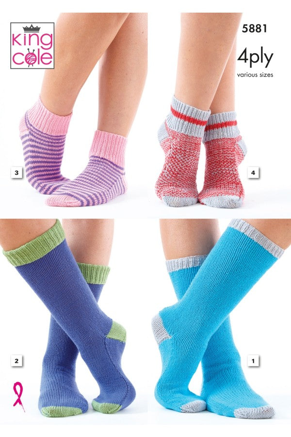 King Cole 5881 Kids Socks in Cotton Socks 4 Ply Leaflet