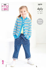 King Cole 5879 Sweater and Cardigan in Cotton Socks 4 Ply Pattern