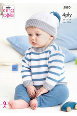 King Cole 5880 Sweater, Hoodie, Trousers and Hats in Cotton Socks 4 Ply Leaflet