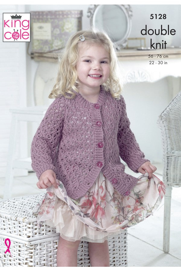 King Cole 5128 V & Round Neck Cardigans in Cottonsoft DK Leaflet