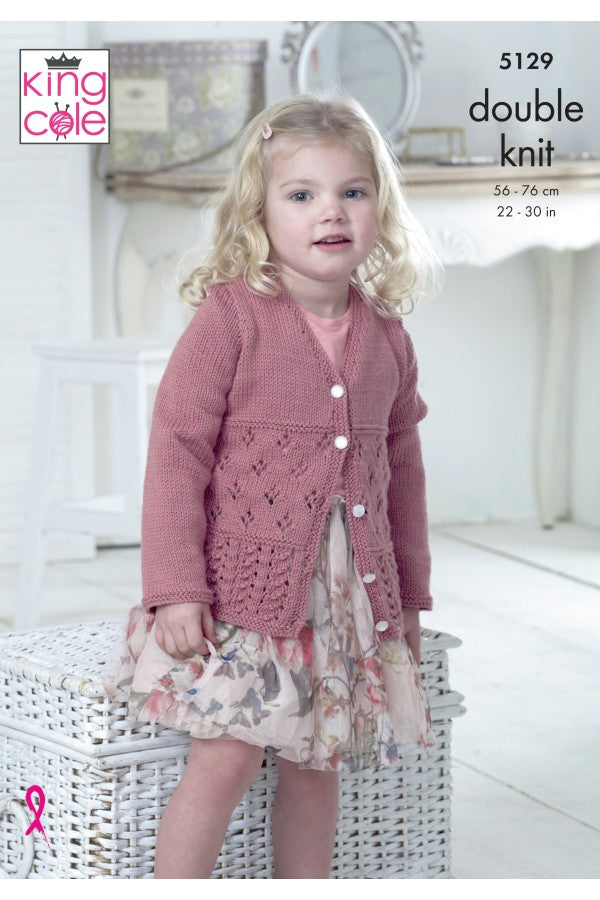 King Cole 5129 Long & Short Sleeved Cardigans in Cottonsoft DK Leaflet