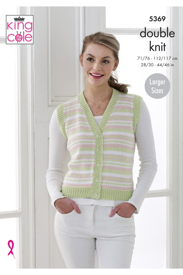 King Cole 5369 Cardigan and Waistcoat in Cottonsoft DK Leaflet
