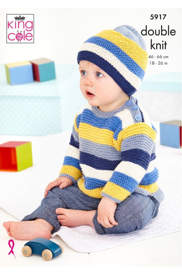 King Cole 5917 Sweater, Hat and Cardigan in Cottonsoft DK Leaflet