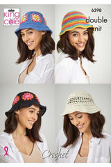 King Cole 6398 Crochet Bucket Hats in Cottonsoft DK Leaflet