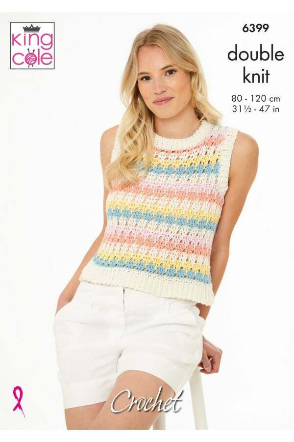 King Cole 6399 Crochet Tank Tops in Cottonsoft DK Leaflet