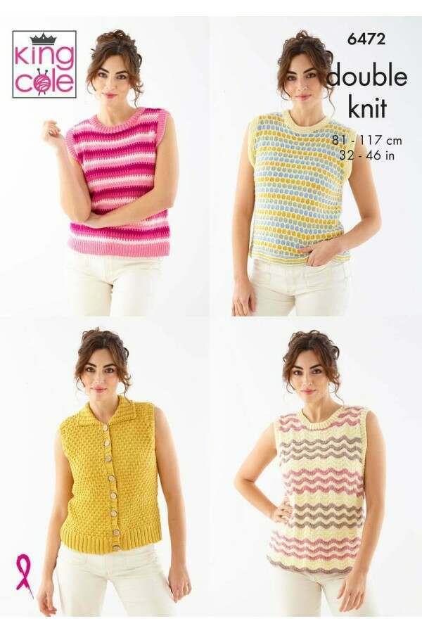 King Cole 6472 Tank Tops and Waistcoat in Cottonsoft DK Leaflet