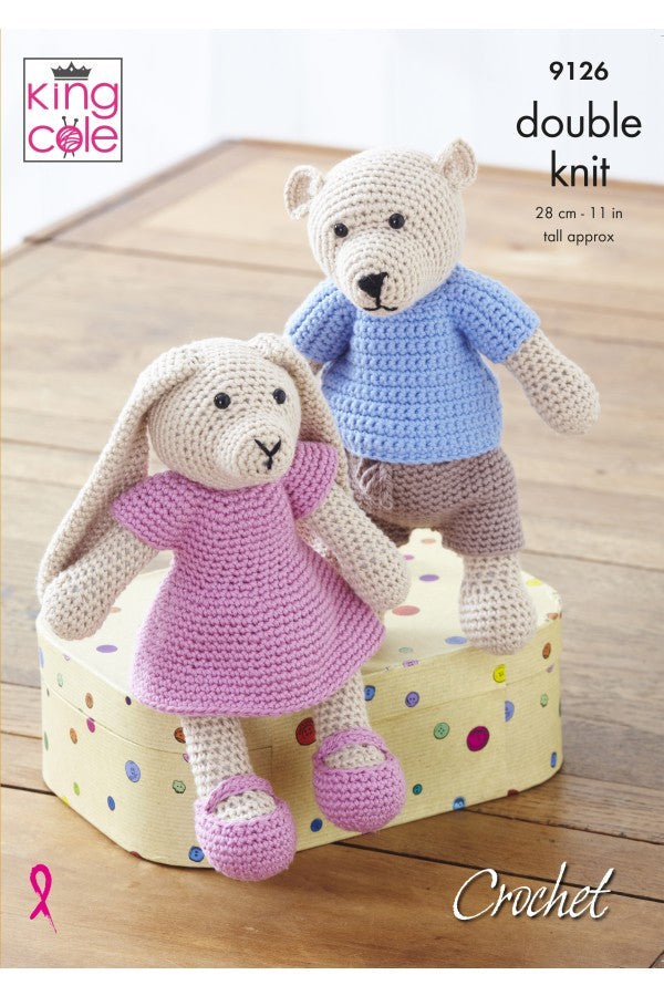 King Cole 9126 Crochet Bear and Rabbit in Cottonsoft DK Leaflet