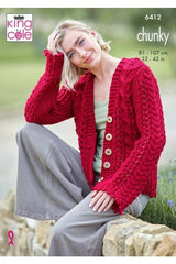 King Cole 6412 Cardigan, Waistcoat and Tank Top in Dalesway Chunky Leaflet