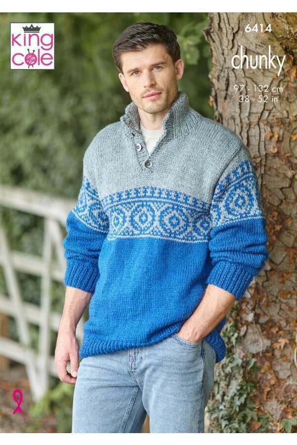 King Cole 6414 Sweater Vest and Sweater in Dalesway Chunky Leaflet