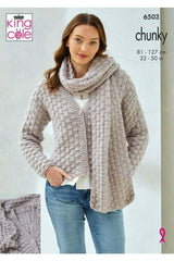 King Cole 6503 Cardigan, Scarf, Sweater and Cowl in Dalesway Chunky Leaflet
