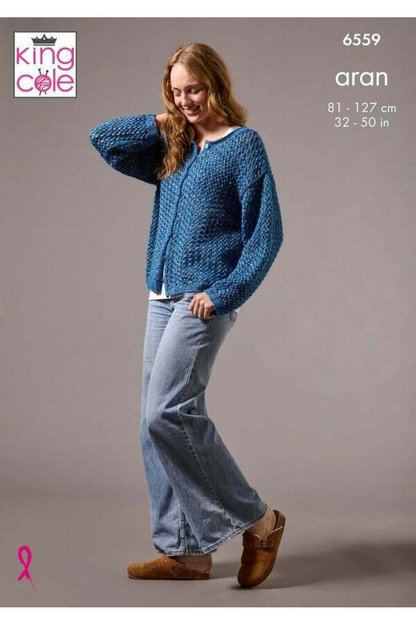 King Cole 6559 Cardigan and Sweater in Firefly Aran Leaflet