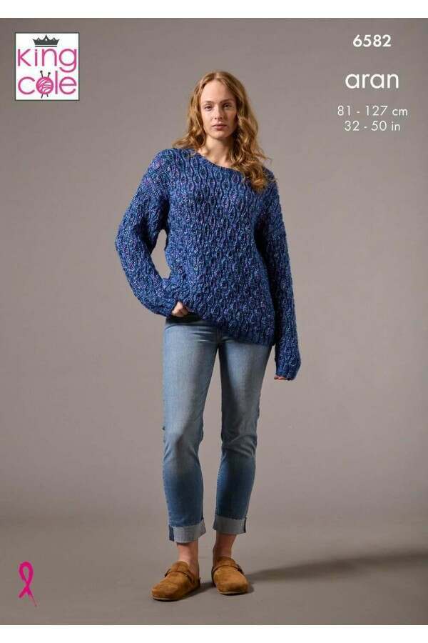 King Cole 6582 Sweaters in Firefly Aran Leaflet