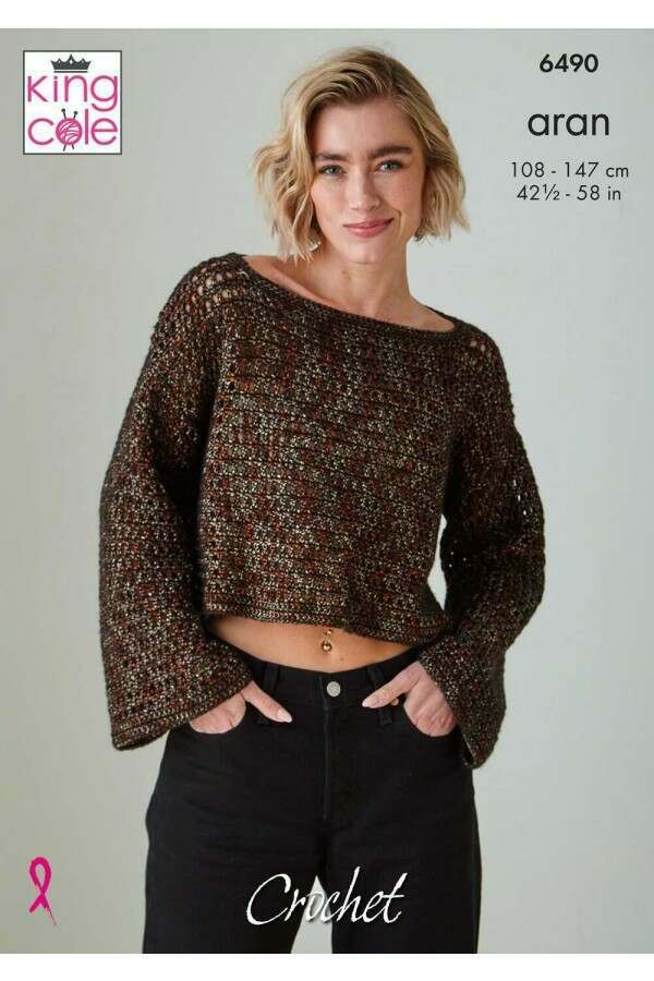 King Cole 6490 Crochet Top and Vest in Firefly Aran Leaflet