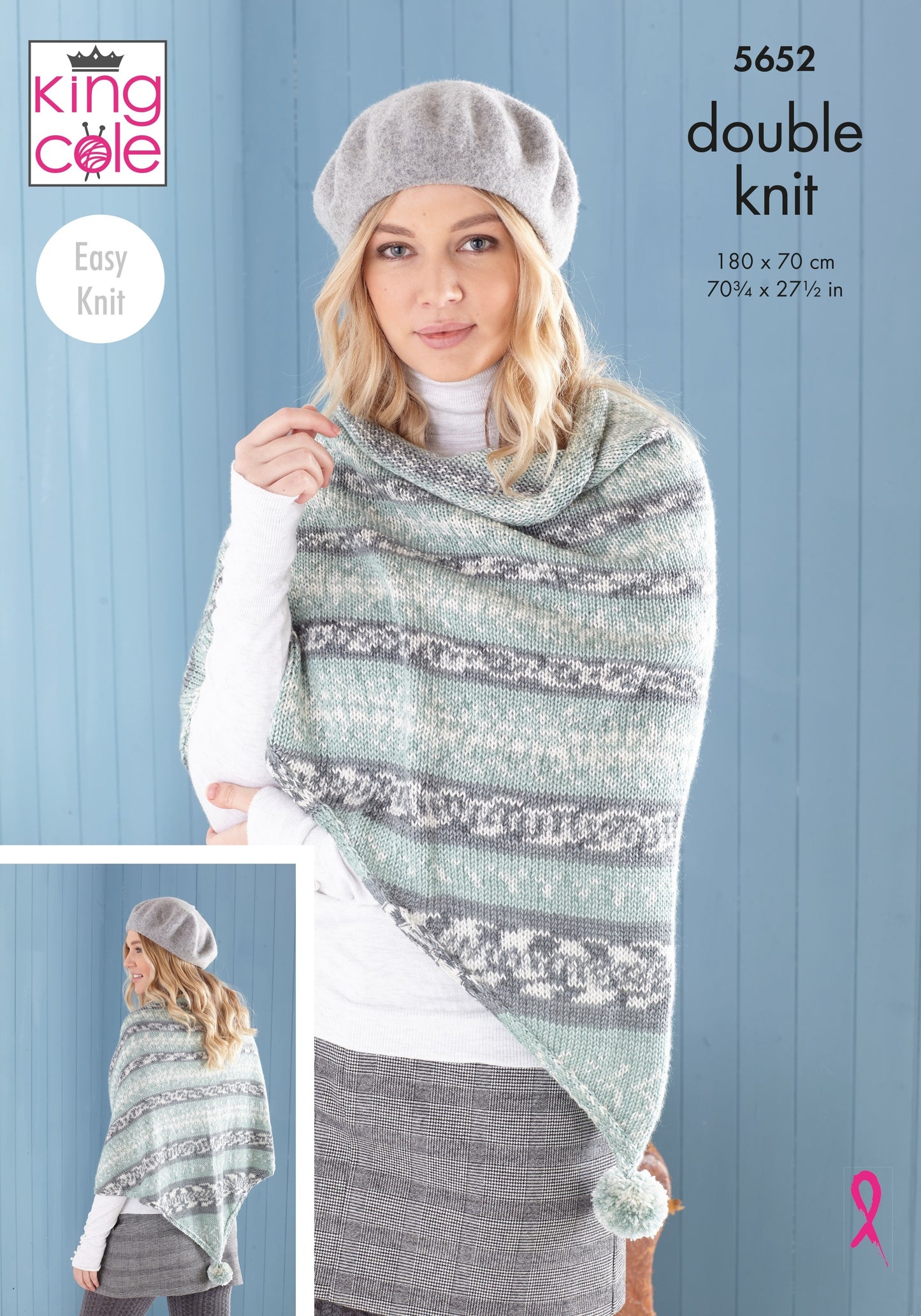 King Cole 5652 Ladies Poncho, Snood and Shawl in Fjord DK leaflet