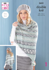 King Cole 5652 Ladies Poncho, Snood and Shawl in Fjord DK leaflet