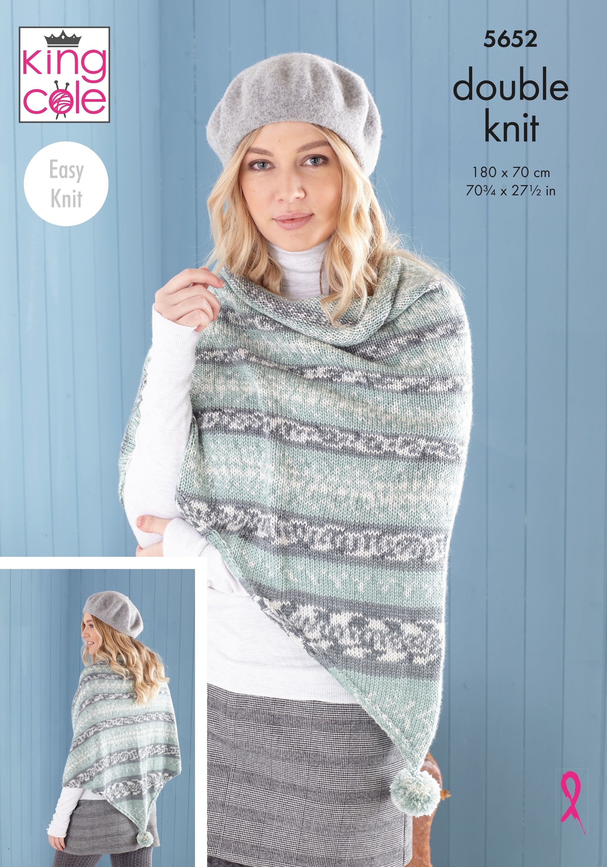 King Cole 5652 Ladies Poncho, Snood and Shawl in Fjord DK leaflet