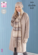 King Cole 5654 Scarf, Wrist warmers, Hats, Mitts and Snood in Fjord DK Leaflet
