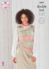 King Cole 5697 Ladies Round and V Neck Tank Tops in Fjord DK Leaflet