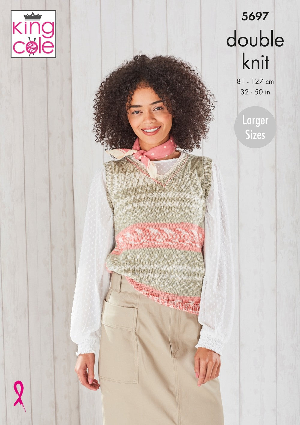 King Cole 5697 Ladies Round and V Neck Tank Tops in Fjord DK Leaflet